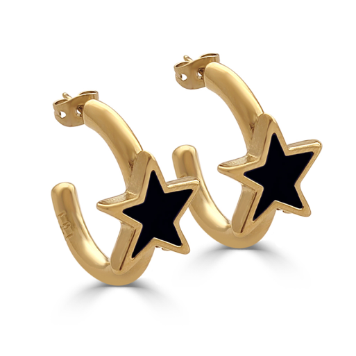 Pendientes aro con estrella oro " Pide un Deseo "