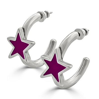 Pendientes aro con estrella plata " Pide un Deseo "