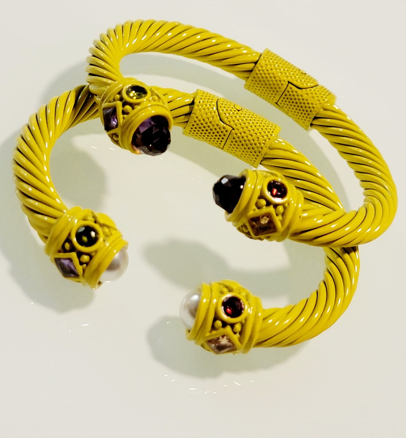Pulseras Cuff Rhodium Piedras MIX & MATCH