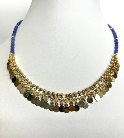 Collar piedras lila y circulos oro Turcas