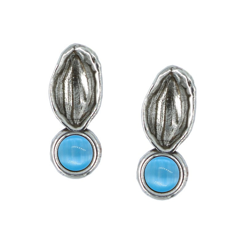 Aretes de Concha Marina con Cristal  de " LA LOCURA DE MARNIE "