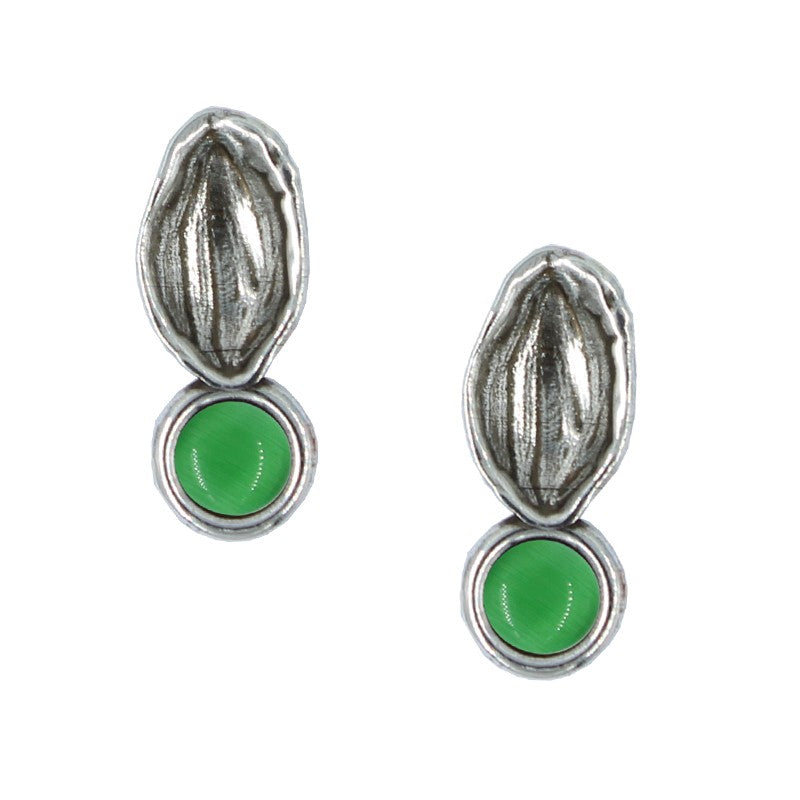 Aretes de Concha Marina con Cristal  de " LA LOCURA DE MARNIE "